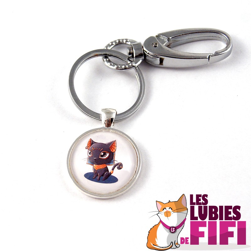 Porte-clé chat : Bastet couleur orange