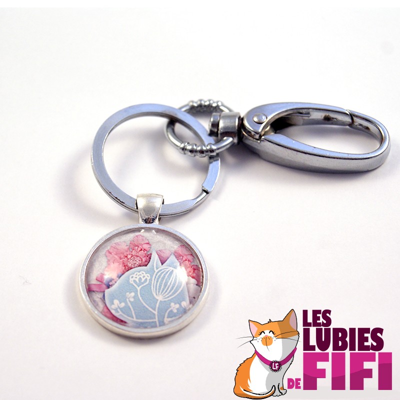 Porte-clé chat : chat liberty version bleue