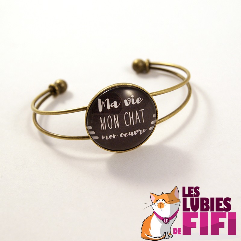 Bracelet chat : Ma vie, mon oeuvre bronze