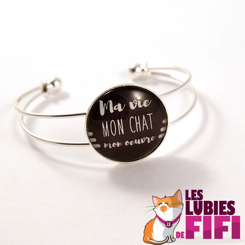 Bracelet chat : Ma vie, mon oeuvre argenté